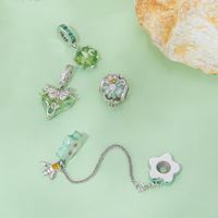 Pendentif papillon vert en argent sterling 925, breloques abeille et marguerite, compatibles avec bracelet original, collier DIY, bijoux en argent, cadeau