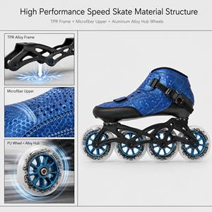 Patins à roulettes de vitesse, patins de course pour enfants et adultes, patins à <span class=keywords><strong>glace</strong></span> professionnels, patins en ligne à grandes roues, tige en microfibre, caoutchouc - Product Image 3