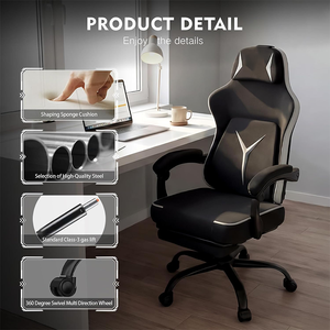 Fauteuil de jeu ergonomique pas cher pour PC avec tissu respirant et siège pivotant pour adolescents gamers - Product Image 5