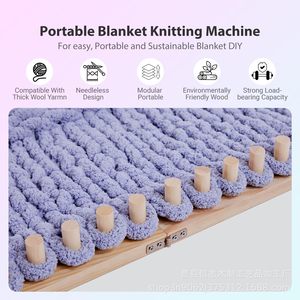 Wooden <b>Loom</b> Kit Foldable Frame Portable Knitting Machine Yarn <b>Weaving</b> Tool For DIY Crafting 12+ Years Natural Wood Color - Product Image 5