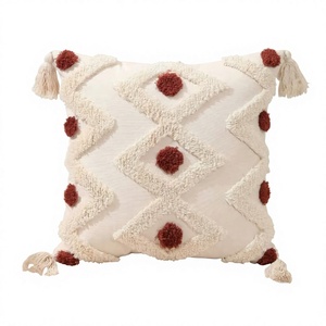 2026 Nordic Style Boho Ethnic Square Cushion Cover Woven Technique Embroidered Tufted Vintage Eco-Friendly Custom OEM Wholesale - Product Image 1