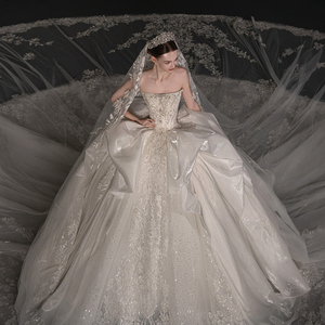 Robes de mariée Jancember GT131 à col bateau scintillant <span class=keywords><strong>avec</strong></span> motif en dentelle pour femmes - Product Image 1