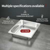 Bac Gastronorme Américain Anti-blocage en Acier Inoxydable 304, Taille 1/2 GN, Robuste et Épaissi, pour Buffet et Bain-marie