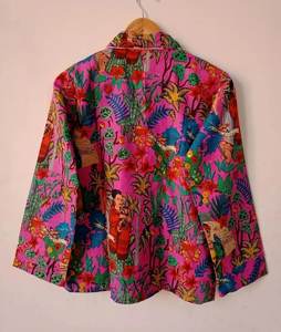 Women's Long Sleeve Floral <b>Printed</b> Full Length Nightgowns Turn-Down Collar Casual Sleepwear Summer 100% Cotton Knitted - Product Image 1