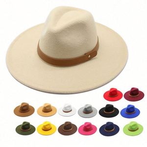 Wholesale Unisex Felt Fedora <b>Hats</b> 9.5 cm Wide Brim Vintage Men and Women Fedora Felt <b>Hat</b> With <b>Band</b> Decoration - Product Image 1