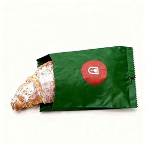 ถุงกระดาษคราฟท์กันน้ำ กันไขมัน แบบก้นแบน สำหรับบรรจุภัณฑ์อาหารเบอร์เกอร์ เฟรนช์ฟรายส์ อาหารจานด่วน โดนัท แบบกำหนดเองสำหรับ OEM - Product Image 1