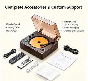 Reproductor de CD retro de escritorio directo de fábrica con altavoz incorporado, audio inalámbrico BT, ranura para tarjeta USB TF, recargable, para el hogar, la oficina y el estudio. - Product Image 6