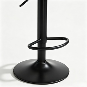 Tabouret de bar moderne en tissu avec base en métal noir, hauteur réglable, design contemporain, chaise de bar pour la maison - Product Image 5