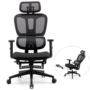 Silla Ergonómica Ejecutiva Moderna Negra con Respaldo Alto de Malla 3D Ajustable, Base Cromada y Reposapiés para Oficina en Casa - Product Image 6
