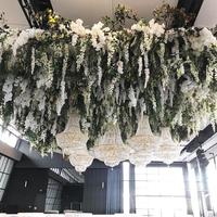 Sur mesure de luxe mariage fleurs artificielles suspendus glycine fleur mur fleur plafond éternelle glycine pour mariage décor à la maison