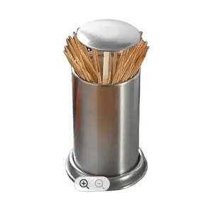 Stainless Steel Toothpick Holder Secret Stash Curing Dent Toothpick Dispenser Press Automatic Signing Toothpicks Organizer