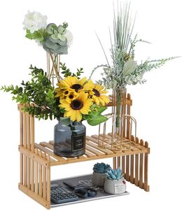 Pianta di bambù regolabile da 14.6 pollici (37.1 Cm) supporto <span class=keywords><strong>per</strong></span> scrivania fioriera decorazione <span class=keywords><strong>per</strong></span> ufficio portaoggetti da <span class=keywords><strong>cucina</strong></span> a 2 strati supporto <span class=keywords><strong>per</strong></span> tavolo - Product Image 6