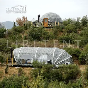 Tenda rotonda dell'hotel di Glamping di forma di conchiglia di lusso di campeggio impermeabile del camuffamento all'aperto