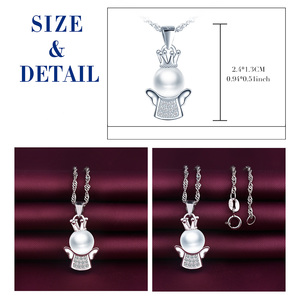 Produttore all'ingrosso di gioielli pregiati angelo 925 <span class=keywords><strong>argento</strong></span> sterling moda ragazza collana pendente di perle - Product Image 3