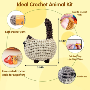 Kit de Ganchillo Fácil para Gatos <span class=keywords><strong>Amigurumi</strong></span>, Set Completo de Iniciación al Ganchillo con Tutoriales <span class=keywords><strong>Paso</strong></span> <span class=keywords><strong>a</strong></span> <span class=keywords><strong>Paso</strong></span> para Principiantes - Product Image 5