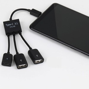 Micro <b>Usb</b> Otg Hub <b>Splitter</b> 3 In 1 With Dual <b>Usb</b> Ports For Mouse Keyboard Charging - Product Image 2