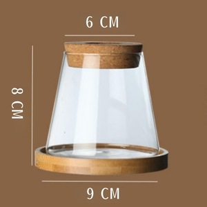 Yaratıcı El Yapımı Hidroponik Bitki Vazosu <span class=keywords><strong>Volkan</strong></span> Tasarımlı Yüksek Borosilikat Cam Şişe Mantar Tıpa ve Ahşap Tabanlı - Product Image 1
