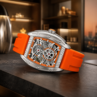 Montre mécanique sportive carrée pour homme en alliage, réserve de marche, bracelet en silicone, lumineuse, étanche, multifonctionnelle, modèle 8601G