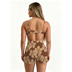 <span class=keywords><strong>Tuta</strong></span> da Yoga per Donna ODM, Personalizzata <span class=keywords><strong>con</strong></span> Stampa Floreale Hawaiana, Abbigliamento Sportivo Estivo <span class=keywords><strong>con</strong></span> <span class=keywords><strong>Tasche</strong></span>, Senza Maniche, <span class=keywords><strong>con</strong></span> Spalline Sottili - Product Image 4