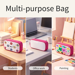 Nouvelle trousse à crayons vierge pour sublimation, polyester 600D, 5 couleurs, impression personnalisée DIY, panneau amovible, pochette de rangement multi-usages, 22x12x7cm - Product Image 3