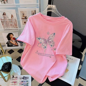 เสื้อยืดผู้หญิงผ้าฝ้ายสำหรับฤดูร้อน ทรงหลวม ไซส์ใหญ่ แขนครึ่งตัว ลายการ์ตูน ระบายอากาศได้ดี เสื้อยืดลำลองแขนสั้นสำหรับผู้หญิง - Product Image 6