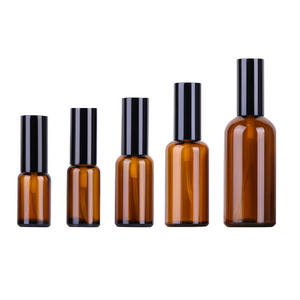 Luxury Amber Brown Spray Bottle Glass or Serum With <b>Black</b> Spray <b>Pump</b> - Product Image 4