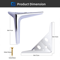 Patas Modernas para Muebles en Forma de T, de Acero Cromado Resistente, de Tres Puntas, para Dormitorio, Cocina y Comedor de Hotel