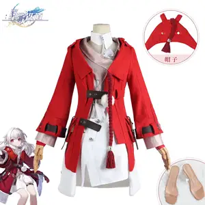 2023 New Clara Cosplay Costume Game Honkai Star Rail Cosplay Wigs Clara Red Suit Long Hair Wig Halloween Party Role Play