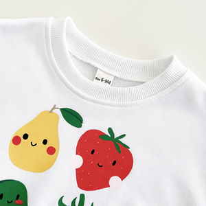 Enfants décontracté à manches longues ensemble de vêtements coton bébé vêtements fruits impression veste + rayures Leggings - Product Image 5
