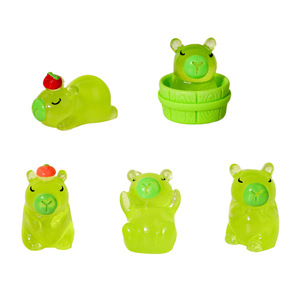 Green Kapibara Resin Figurine Miniature Animal Cartoon Home Decoration <b>Spring</b> 2026 Yiwu Origin Plastic Epoxy Craft - Product Image 1
