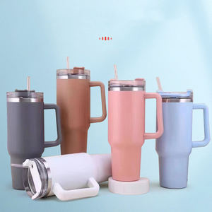 Commercio all'ingrosso 40oz bicchiere H1.0 doppia parete sottovuoto in acciaio inox tazza regalo con manico e paglia Logo personalizzato - Product Image 2