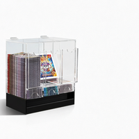 Distributeur de cartes TCG en acrylique transparent noir personnalisé à 3 canaux avec couvercle supérieur ouvrant pour jeux de table, écologique