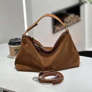 Bolso de mano de mujer de piel de vaca de gamuza mate de alta calidad con gran capacidad y bandolera a la moda - Product Image 1