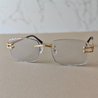 Lunettes optiques rectangulaires sans monture, monture dorée, verres en résine, anti-UV, unisexe, adultes, toutes formes de visage, correction de la vue