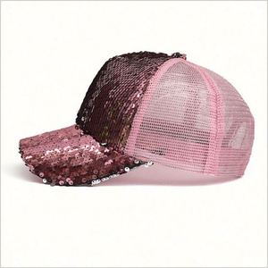 Customize Plain Paillette Stage Show Shiny <b>Glitter</b> Fancy Sequin Bling Baseball Cap 100% Polyester Common - Product Image 2