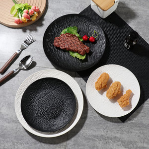 Steak Plate Round Rock Pattern Plastic Dinner Plate For Home Party Use - Product Image 1