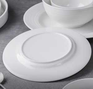Service de table en porcelaine blanche simple, vaisselle en céramique, assiettes plates, assiettes à soupe, assiettes à salade, assiettes à pâtes, pour hôtel, restaurant, mariage, vente en gros de qualité supérieure - Product Image 6