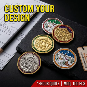 Pièces de monnaie commémoratives personnalisées avec logo sur mesure, collection Père Noël de Noël, en métal - Product Image 1