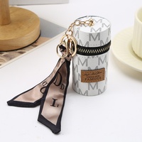 Pochette de rangement cylindrique vintage en cuir pour breloque de sac, étui pour écouteurs, porte-clés, pendentif, pour un usage quotidien