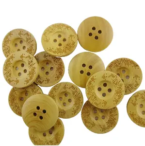 Button Wood 4 Holes Natural Laser Wooden Buttons Customize Logo