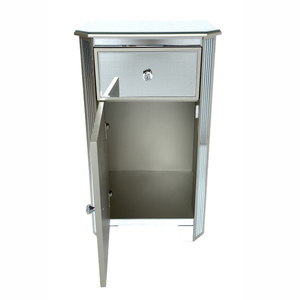 <strong>Mirrored</strong> Accent <strong>Cabinet</strong> With 1 Drawer 1 Door Silver Trim Crystal Knobs Modern <strong>Bedside</strong> Nightstand for Bedroom Living Room Storage - Product Image 5