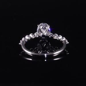 <span class=keywords><strong>Testeur</strong></span> de diamant certifié GRA Moissanite VVS 6x8mm taille ovale pavé flottant <span class=keywords><strong>or</strong></span> blanc pur 14k <span class=keywords><strong>18</strong></span> <span class=keywords><strong>carats</strong></span> bague pour femme - Product Image 5