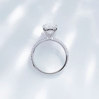 Anello di Lusso Artistico con Diamante Ovale Coltivato in Laboratorio, Placcato in Oro Bianco 18K, Gioiello Raffinato da Donna per Fidanzamento e Sposa