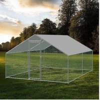 Poulailler en métal galvanisé robuste et de grande taille avec enclos et couverture supérieure pour 100 poulets