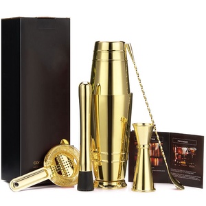 RTS ชุดอุปกรณ์บาร์เต็มสแตนเลส304 5ชิ้นสีเงินโลโก้ตามสั่งที่คนค็อกเทลสไตล์บอสตันสำหรับปาร์ตี้ที่บ้าน - Product Image 4