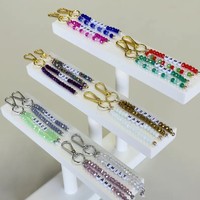 Porte-clés en pierre de cristal naturelle en gros, faits à la main, DIY, en forme de cœur, fleur, lettres anglaises, pour sacs