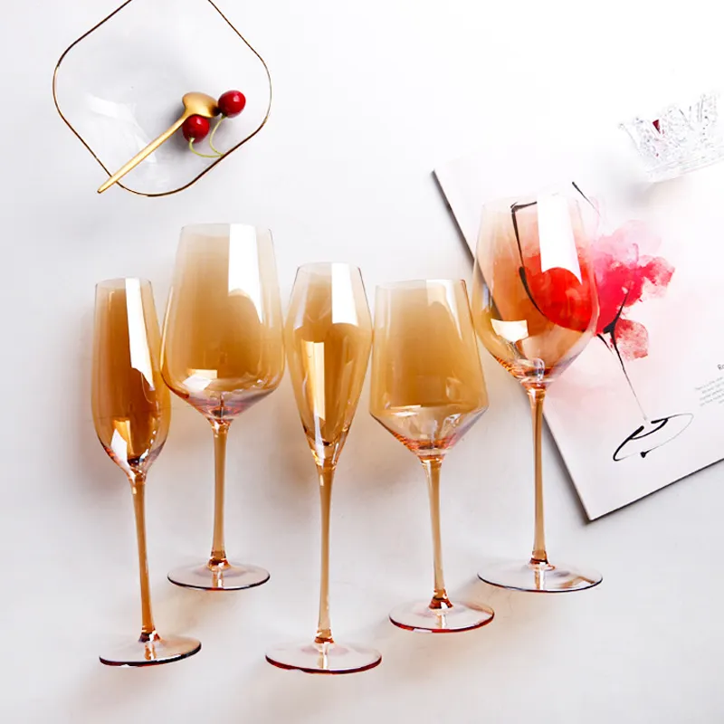 High End Creative Decanter Crystal Glass Wine Cup Set Plating gold Accept Logo Custom