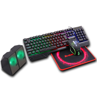 Ensemble de jeu filaire RVB 4-en-1 avec clavier rétroéclairé, haut-parleur et tapis de souris pour ordinateur portable Gamer Interface USB 104 touches