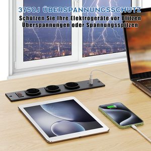 <span class=keywords><strong>Multiprise</strong></span> encastrable industrielle pour bureau, station de charge dissimulée avec 2 ports USB, protection contre les surcharges, pour table d'appoint intégrée - Product Image 5