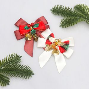 High Quality Christmas Party Decoration Bow Wreath Hanging Ornament <b>Ribbon</b> Bows Cloth Full Color Iron Bells Christmas Tree - Product Image 5